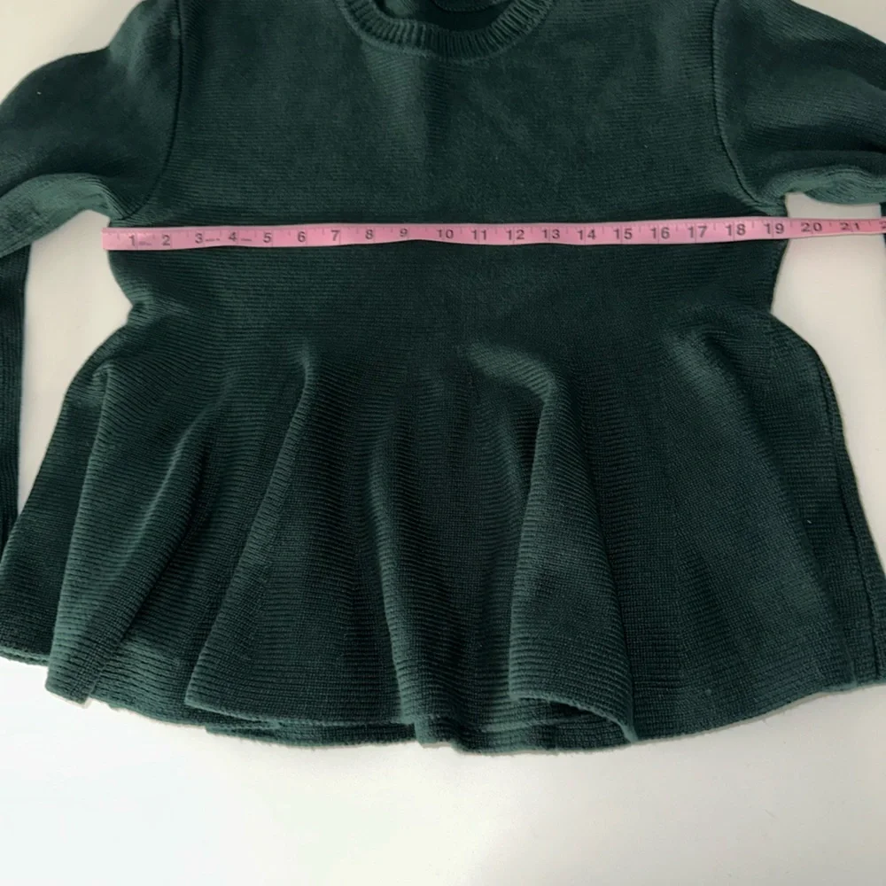 ADEAM Intermix “Wendy” forest green peplum knit sweater top L - Picture 12 of 12
